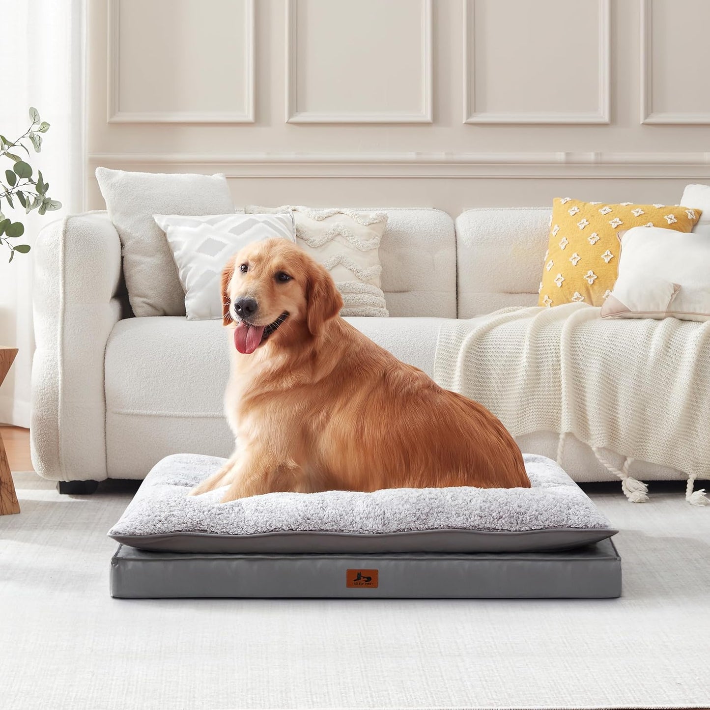 Orthopedic Dog Bed for Ctrate, Waterproof PillowTop Pet Bed for Medium Large Size Dogs, Egg-Crate Foam Dog Crate Mat with Removable Washable Cover, 2-Layers Kennel Pad 36"L x 27"W, Dark Grey