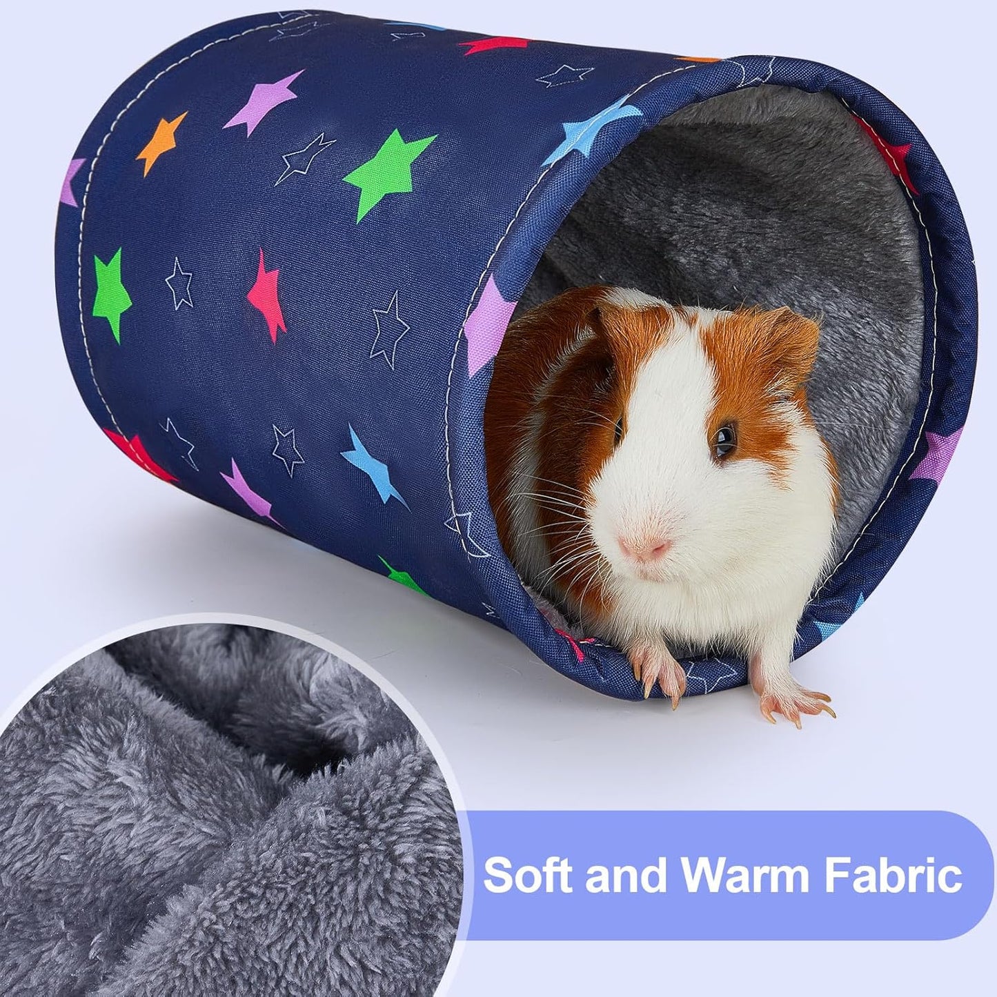 Glittme Guinea Pig Tunnel Washable Guinea Pigs Hideout Portable Rabbit Tunnels Soft Ferret Tunnel for Playing Resting Guinea Pig Accessories for Hedgehogs, Hamster,Colorful Stars