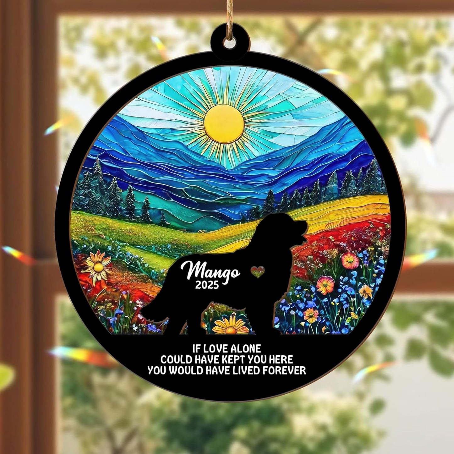 Custom Dog Memorial Suncatcher, Personalized with Name, Custom Pet Loss Suncatcher, Gifts for Dog Lovers, Loss of Pet Sympathy Gift, Memorial suncatcher
