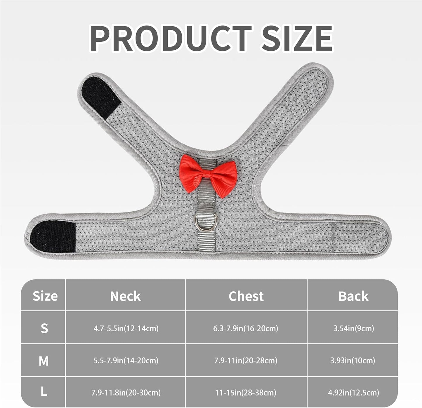 AIITLE Rabbit Harness and Leash Set with Cute Bow, Soft Breathable Mesh Vest Harness for Rabbits Kitten Ferret Puppy Small Pets Walking Supplies Grey S