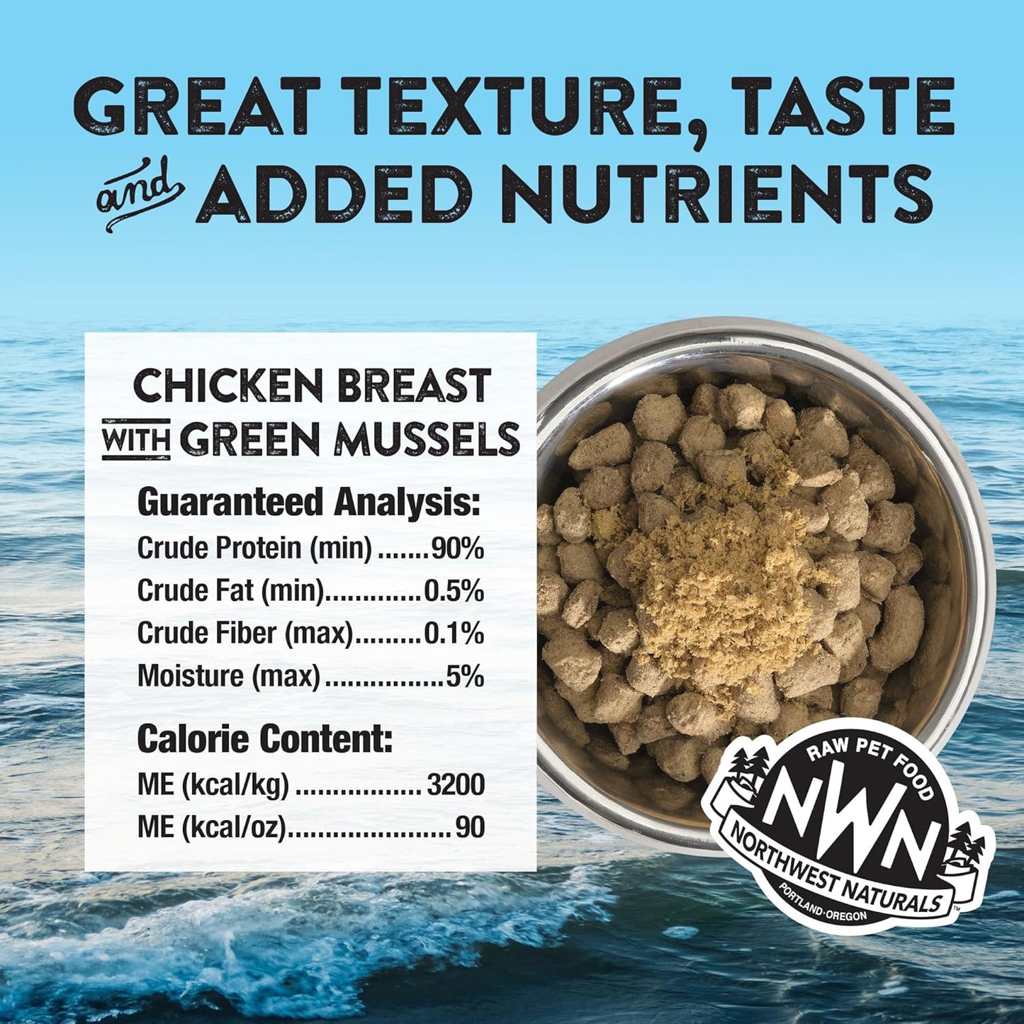 Northwest Naturals Freeze-Dried Chicken Breast with Green Lipped Mussels - Functional Topper - for Dogs and Cats - Healthy, Limited, Human Grade Ingredients, All Natural, Made in USA, 5 Oz (Pack of 1)