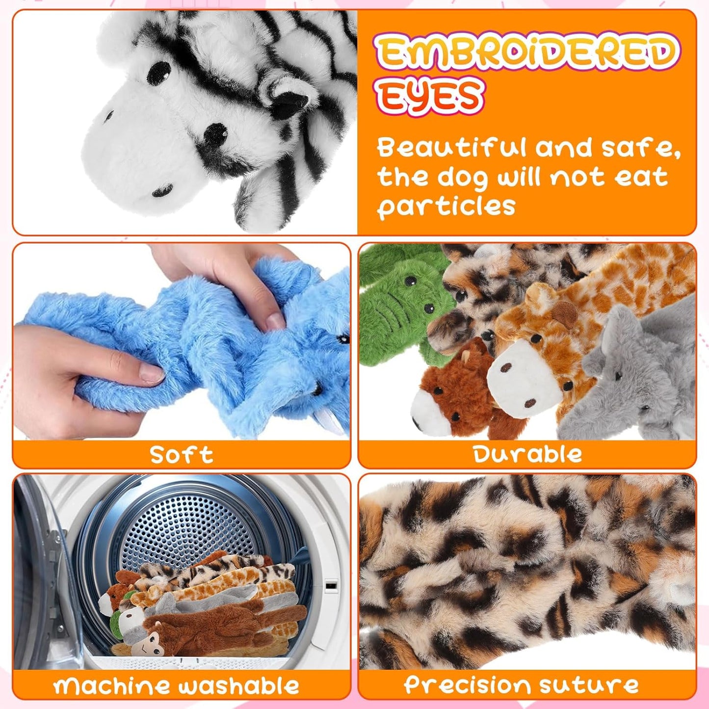 Outus 20 Pcs No Stuffing Dog Squeaky Toys Bulk for Aggressive Chewers, Crinkle Teething Chew Plush Toys for Small Medium Large Pet Gift, 20 Styles(Vivid Style)