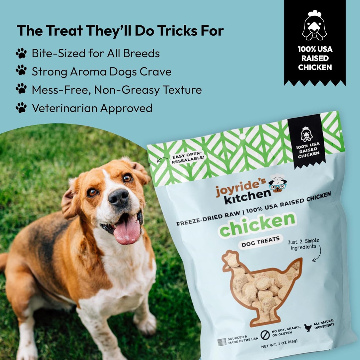 Joyride's Kitchen Freeze-Dried Chicken Liver Dog Treats, Single Ingredient, All-Natural, Protein-Rich Dog Training Treats, Made in USA - Perfect for Picky Eaters, Supports Rescue Dogs, Pack of 2