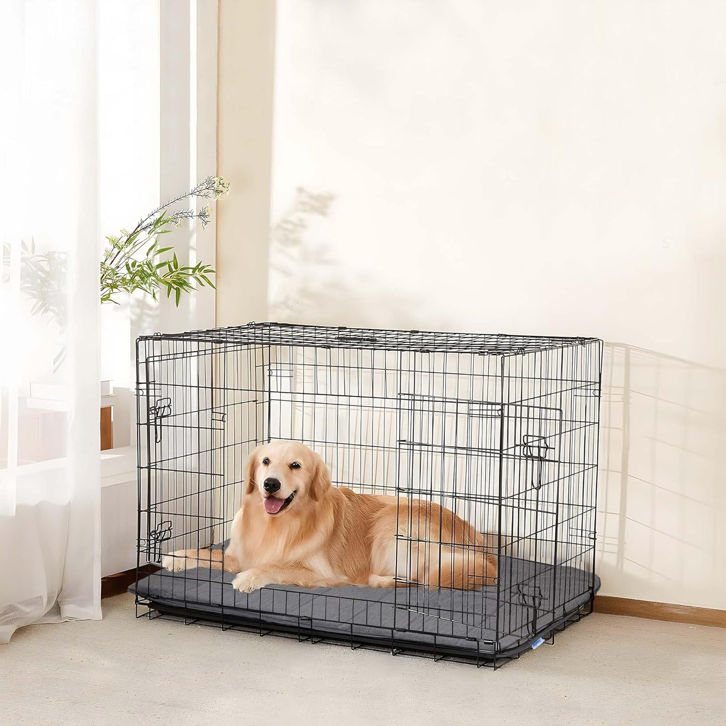Dog Crate Pad for X Large Dogs - Orthopedic Dog Bed with Memory Foam, Washable Soft Warm Pet Mat with Non-Slip Bottom, Grey
