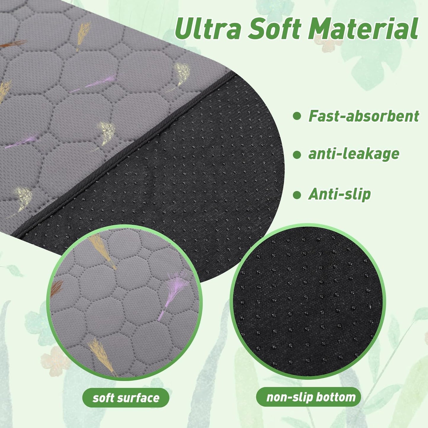 Guinea Pig Cage Liners, 5 Pack 12'' X 12'' Washable Guinea Pig Pee Pads, Non Slip Reusable Super Absorbent Guinea Pig Training Mat Bedding Fleece for Small Animals Hamster Rabbit Chinchilla Rat