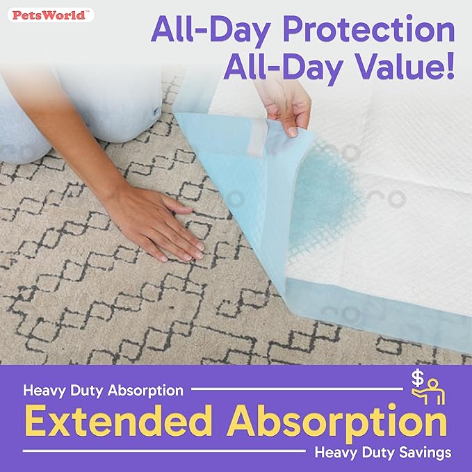 PETSWORLD Enormous Dog Training & Potty Pads, 37x54 inch - Tear Resistant with Strong Leak-Proof Backing, Optional Adhesive Tape, 800 Count