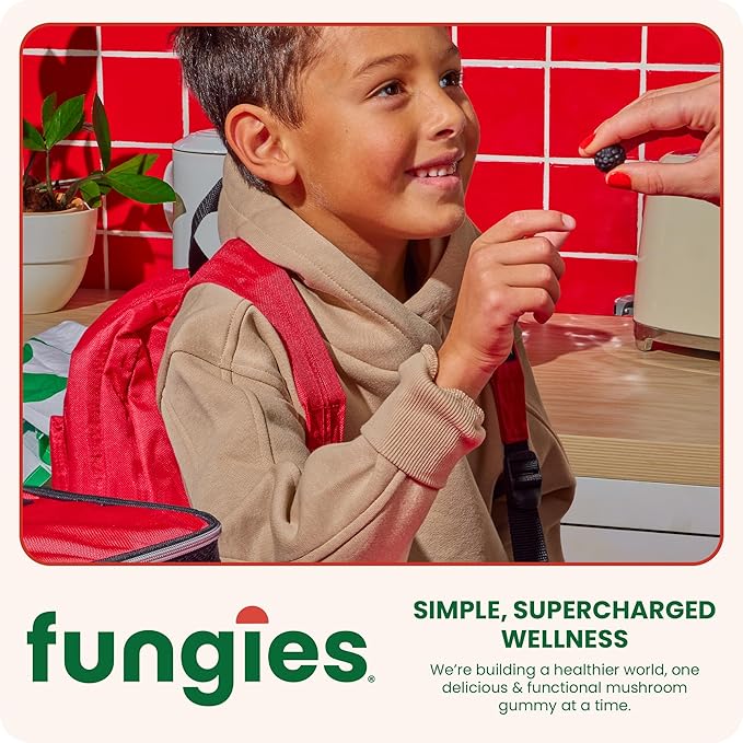 Fungies Lion's Mane Mushroom Gummies, Mixed Blueberry & Strawberry Flavor - Mushroom Supplement Gummy for Adults & Children Supports Brain Health, Cognitive Function, Focus, Memory & Mood, 60 Servings