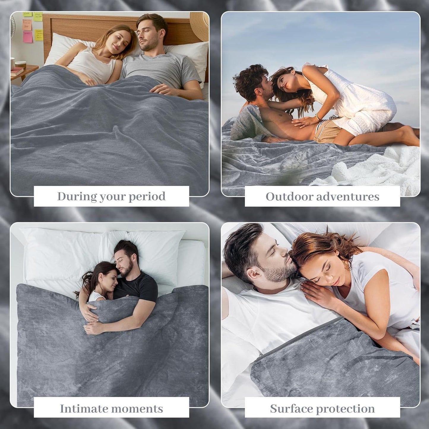 Love Gray Waterproof Bed Blanket, Twin Size 80'' x 60'' Double Side Leakproof Reversible Sherpa Flannel Fleece 3 Layer Lightweight Blanket, Absorbs 50oz