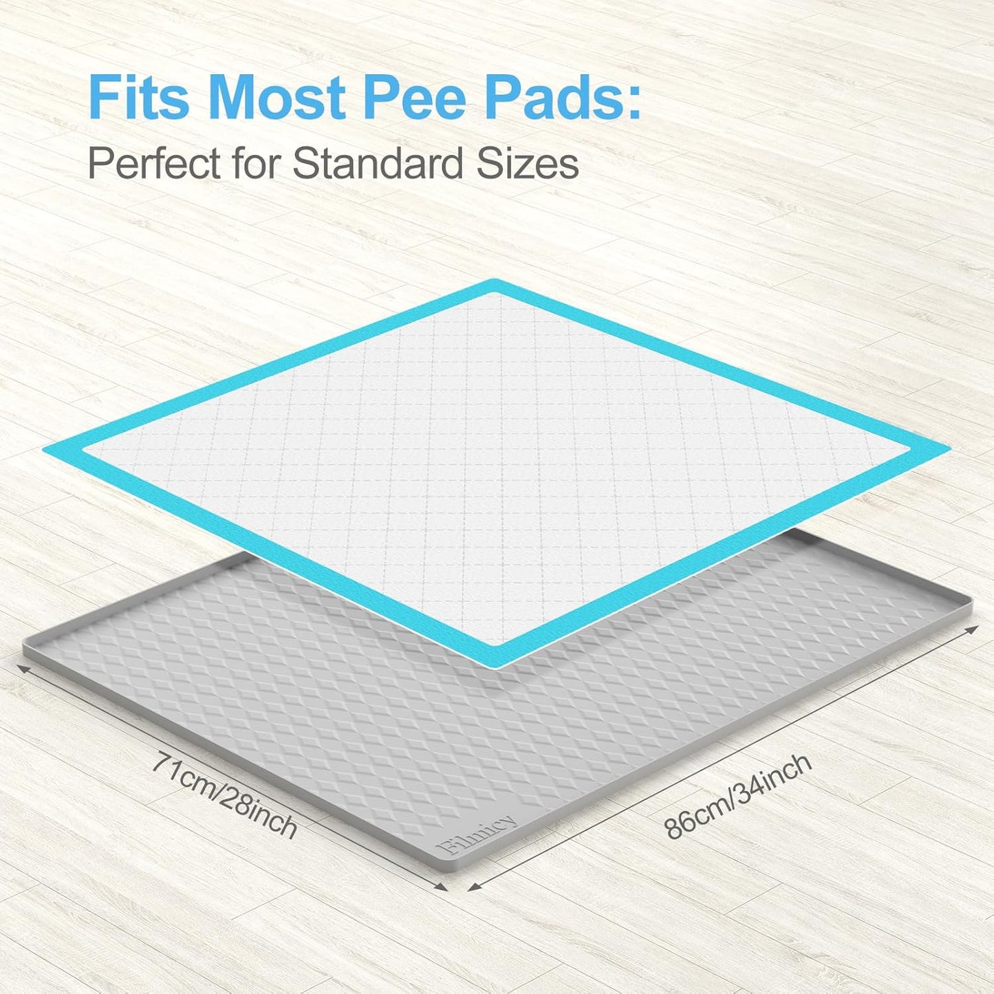Pee Pad Holder for Dogs,Silicone Dog Puppy Pad Holder, 34 x 28 No Spill Raised Lip High Edge,Portable, Leak-Proof Mat Holder for Dog Training Pads,Square Potty Trays for Home Floor Protection