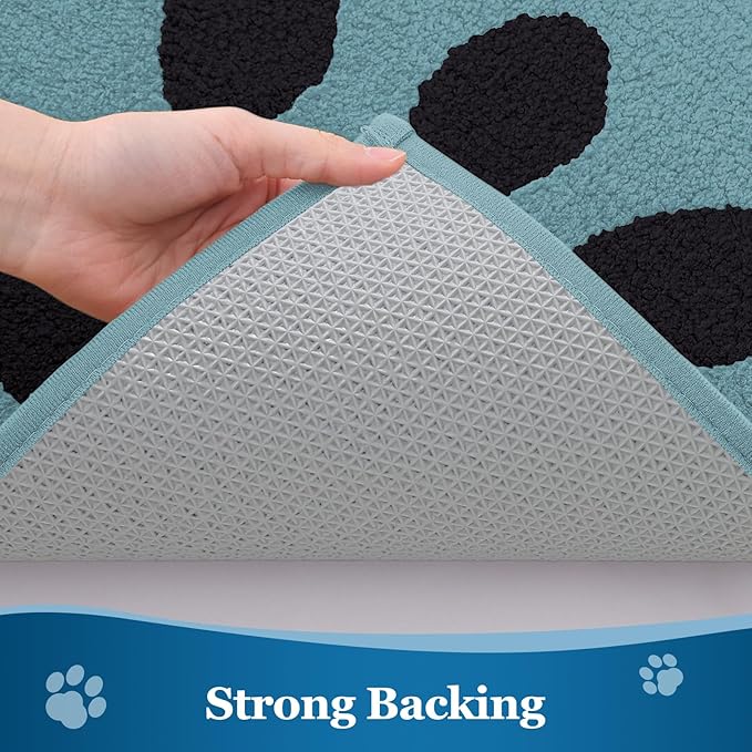 Buganda Dog Door Mat for Muddy Paws, Absorbent Dirt Trapper Washable Indoor Doormats, Non Slip Low-Profile Mud Mat for Dogs, Front Entrance Doormat for Inside Floor (36x24 Inches, Blue)