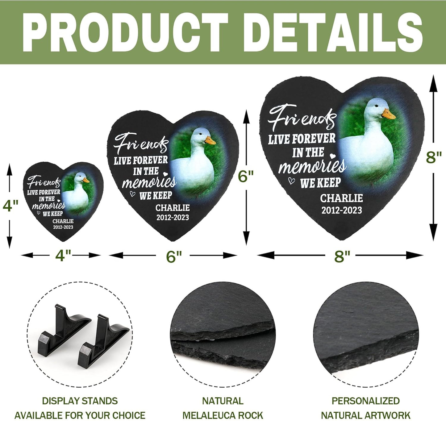 ODB Gifts for Loss of Duck, Duck Memorial Stone, Duck Memorial Gifts, Duck Loss Gifts, Duck Head Stones, Cemetery Decorations for Grave, Duck Grave Marker, Gifts for Duck Lovers (Duck)