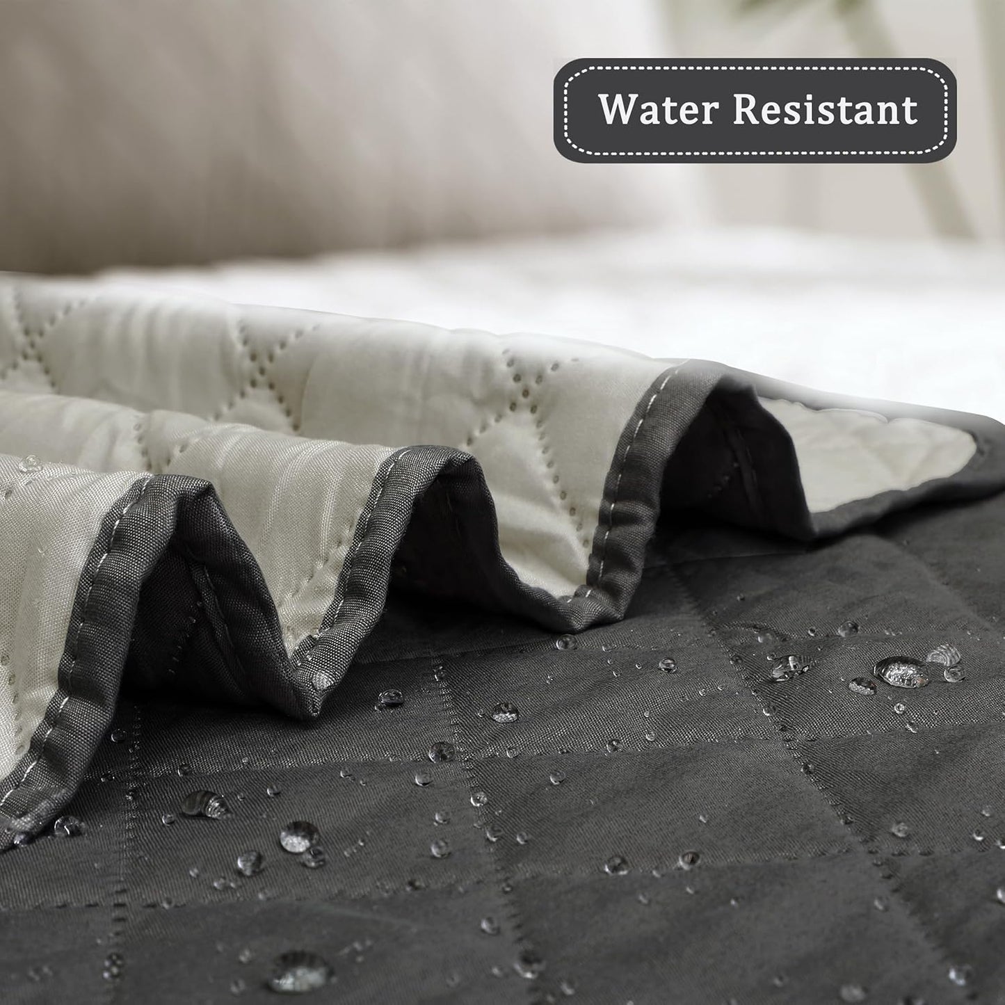 Easy-Going Reversible Chair Cover Washable Sofa Cover for Dogs Water Resistant Couch Slipcover Furniture Protector Cover with Adjustable Straps for Pets (Chair 30 in, Dark Gray/Beige)