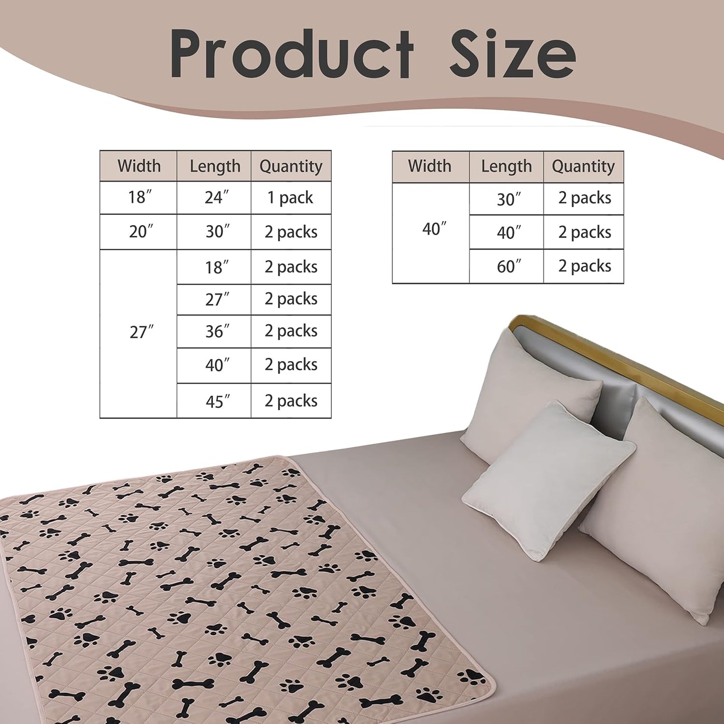 Dog Crate Pee Pads - Wahable Dog Rugs Non-Slip Puppy Pads for Small Dogs, Water Absorb Training Pads (2727 Beige)