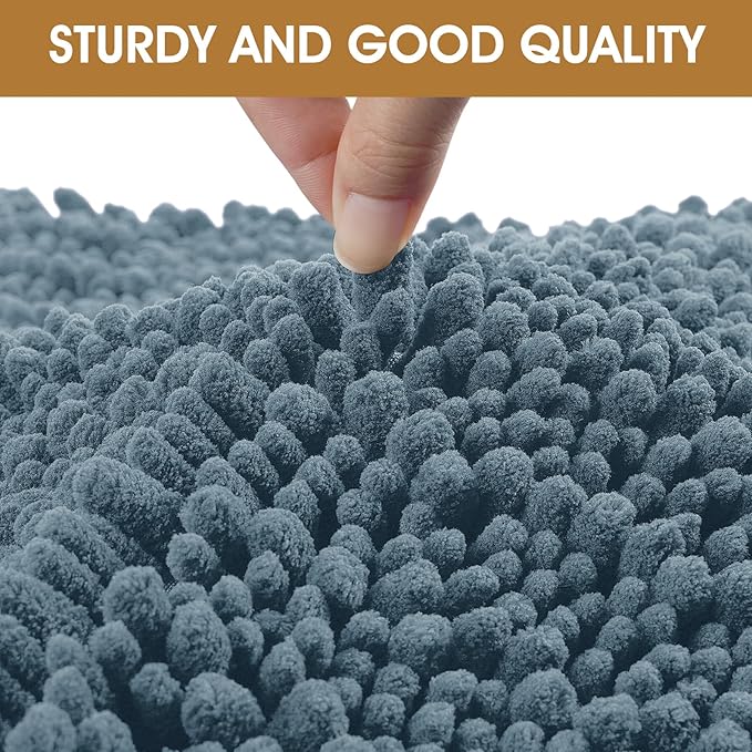 Dog Door Mats for Muddy Paws, Chenille Absorbent Door Mats, Non Slip Heavy Mud Mat for Dogs, Soft Indoor Door Mat for Entryway, Mud Paws, Inside Floor,36" X 24", Dusty Blue