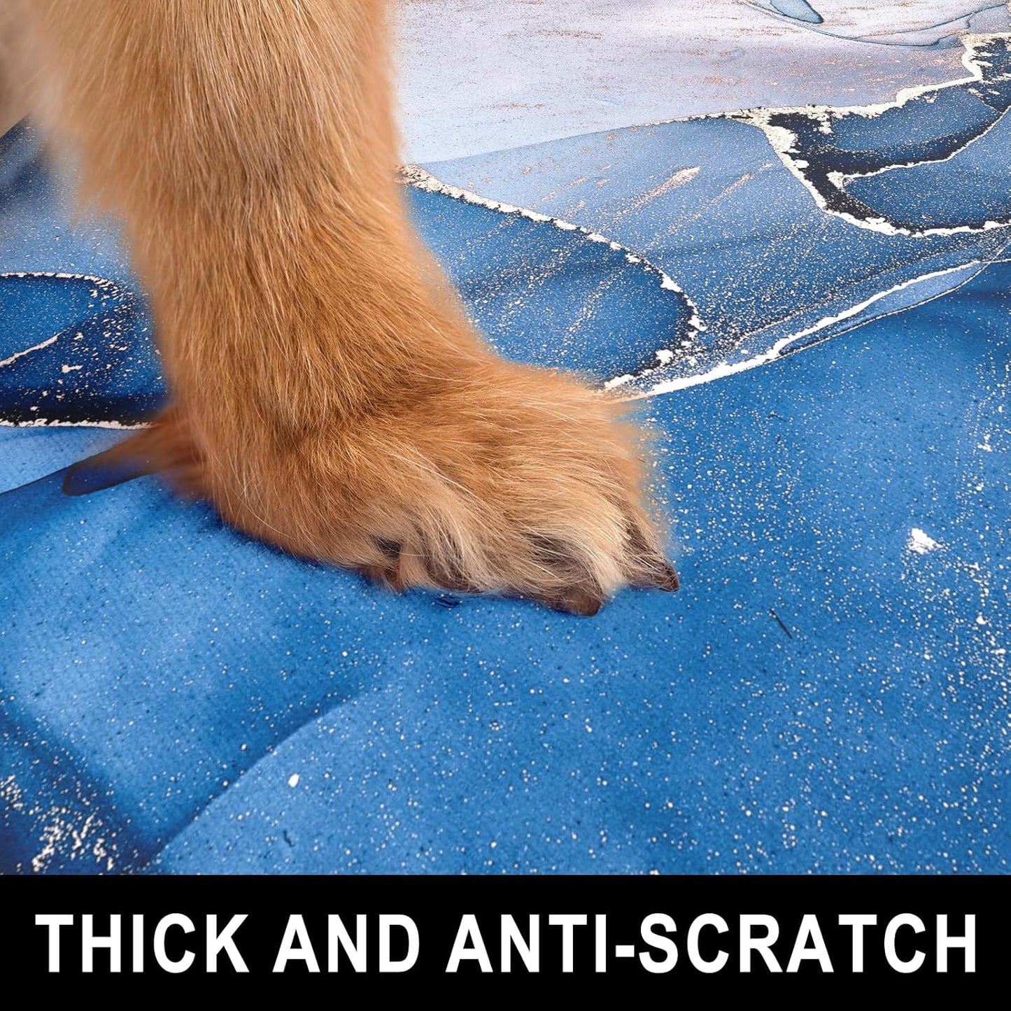 Dog Food Mat, 16" x 24" Marble Absorbent Dog Cat Bowl Mat for Food and Water, Cute Anti-Slip Rubber Pet Feeding Rug Protect Floors, Placemat for Feeding & Watering Supplies, Navy