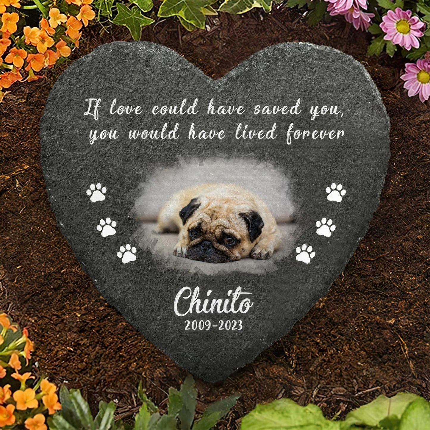 Heart Shaped Dog Memorial Gifts for Loss of Dog - Cat Memorial - Personalized Pet Memorial Stone - Dog Sympathy Gift - Pet Memorial Garden Decor