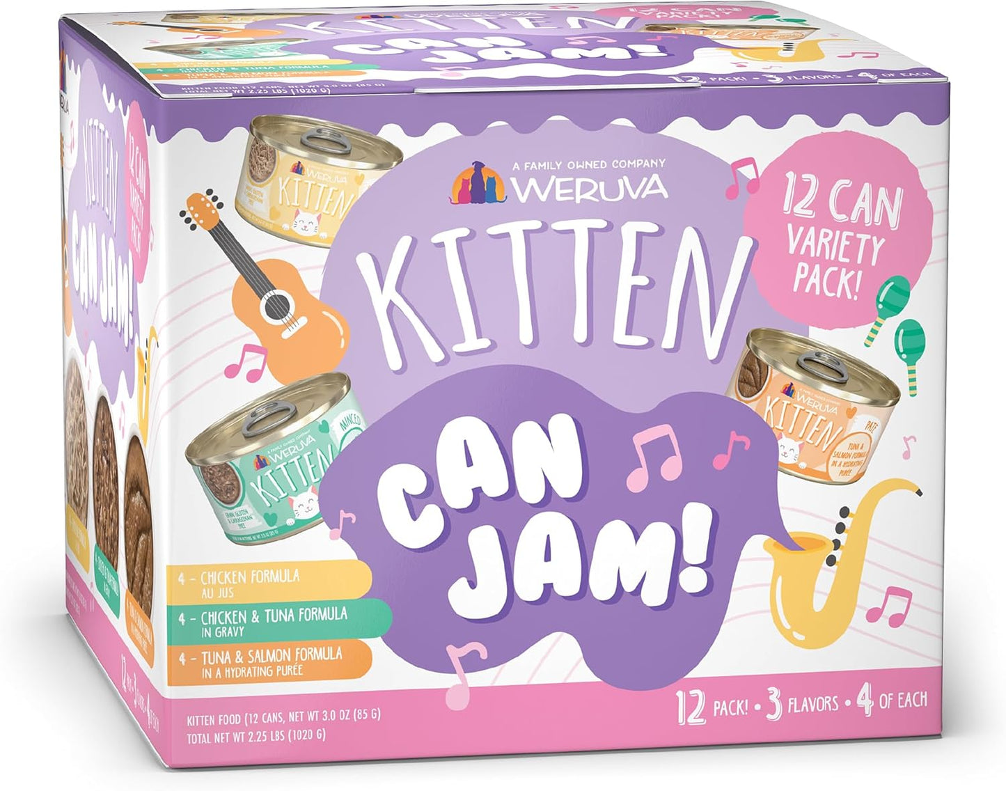 Weruva Kitten, Kitten Can Jam! Variety Pack, 3oz Can (Pack of 12)