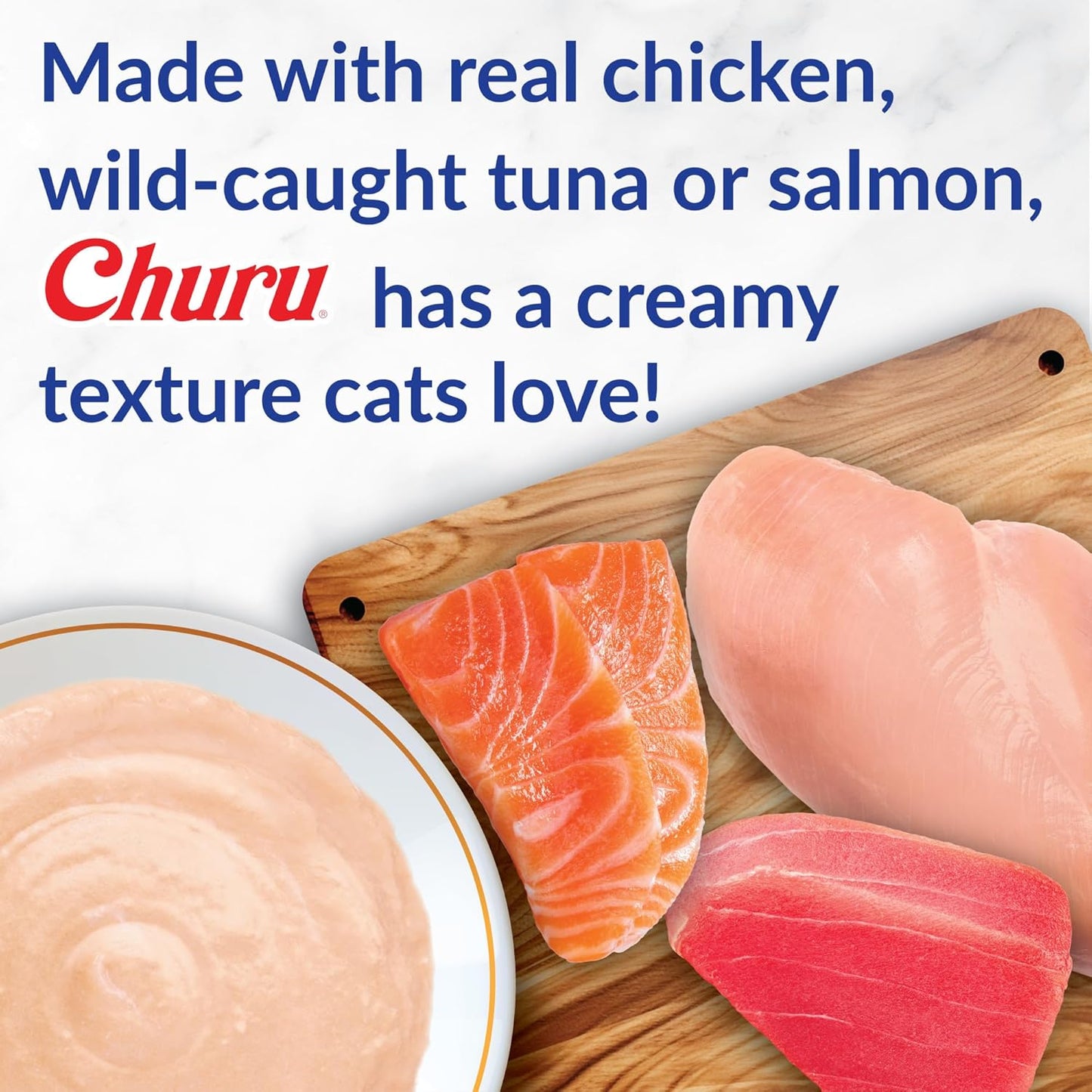 INABA Churu Cat Treats, Grain-Free, Lickable, Squeezable Creamy Purée Cat Treat/Topper with Vitamin E & Taurine, 0.5 Ounces Each Tube, 24 Tubes (4 per Pack), Chicken with Shrimp Recipe