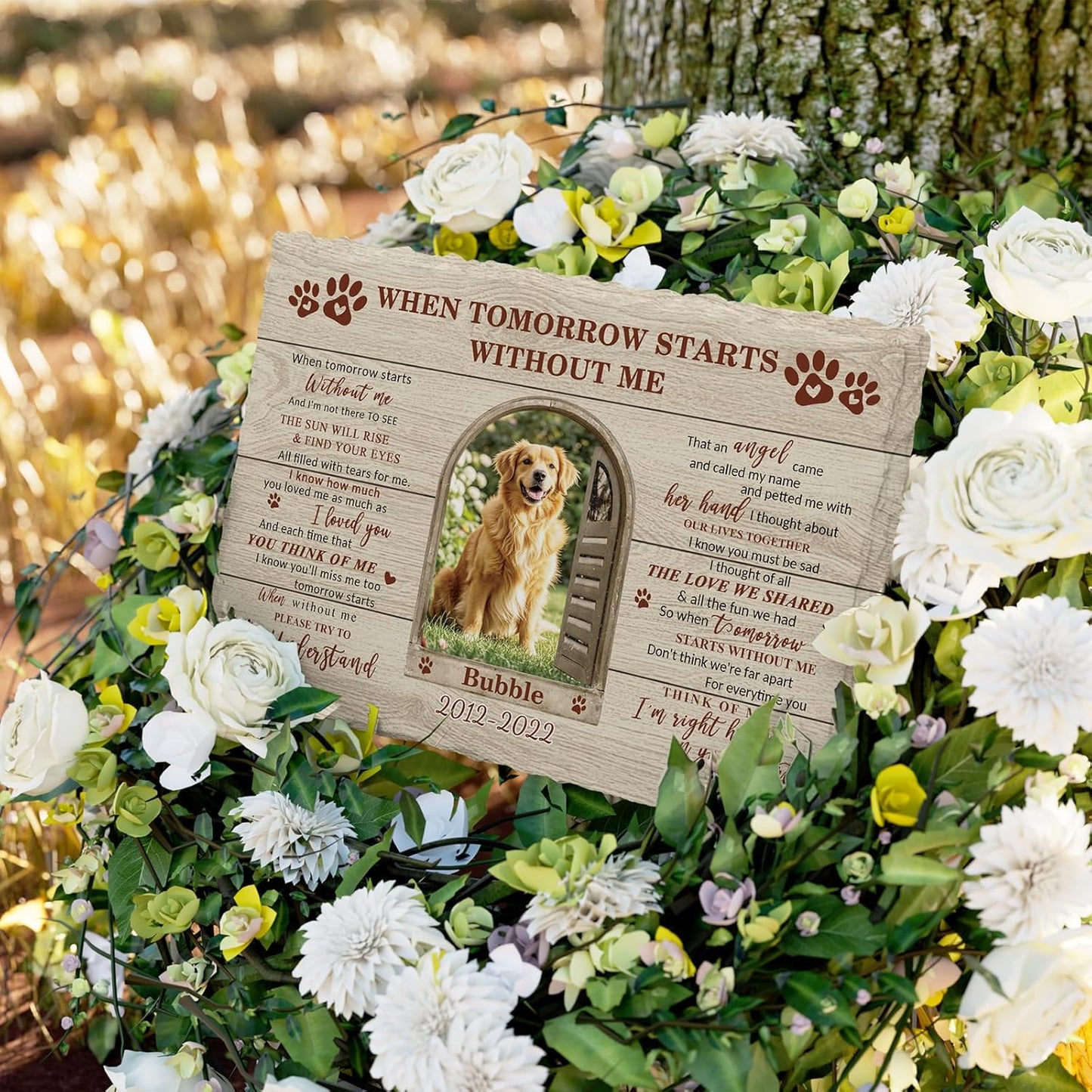 Bemaystar Dog Memorial Gifts for Loss of Dog-Personalized Pet Memorial Gifts for Dogs Cats, Custom Pet Memorial Stone Frame, Loss of Pet Sympathy Gift Dogs Bereavement Gifts 5.9x3.9