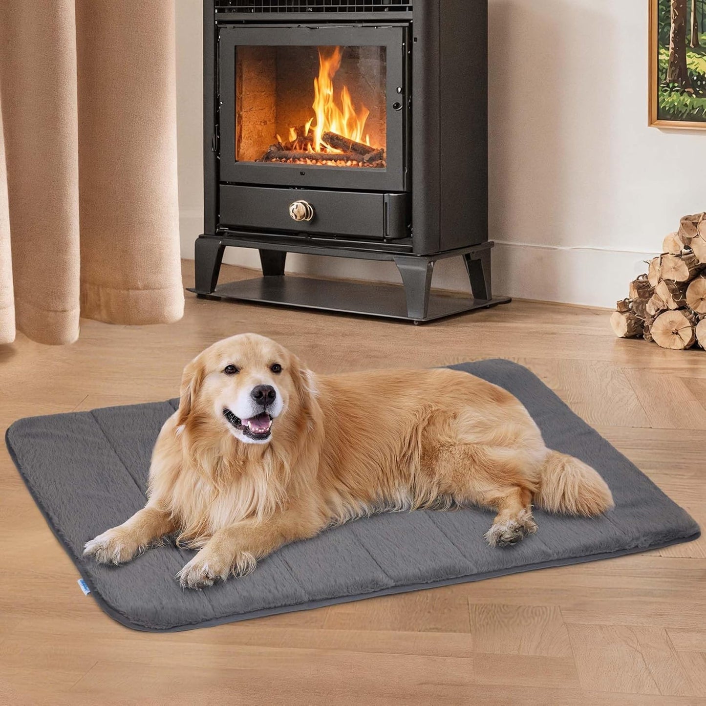 Dog Crate Pad for X Large Dogs - Orthopedic Dog Bed with Memory Foam, Washable Soft Warm Pet Mat with Non-Slip Bottom, Grey