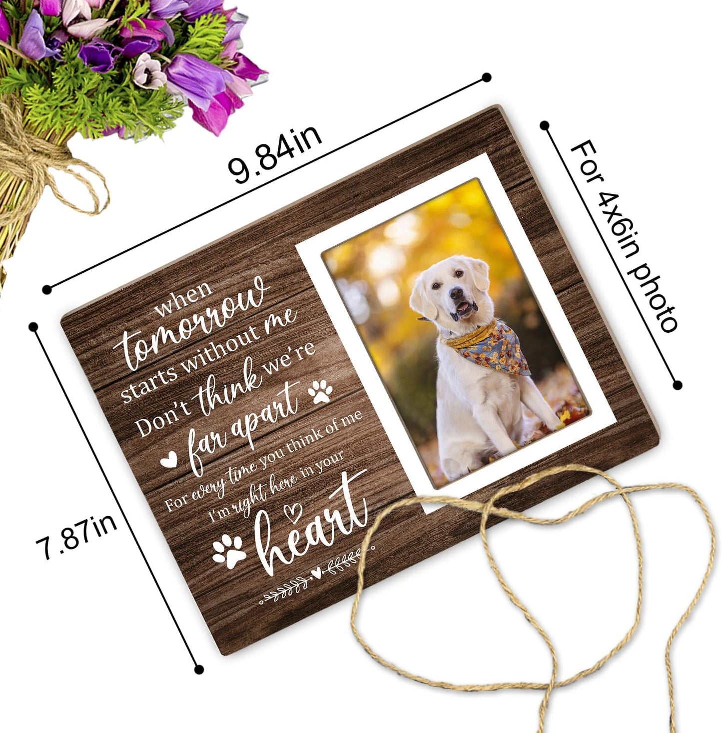 Pet Memorial Picture Frame, Pet Dog Memorial Picture Frame, Pet Cat Photo Frame, Photo Frame Gift for Dog Owners Sympathy for Loss of Pets Photo 4x6Inch12P039