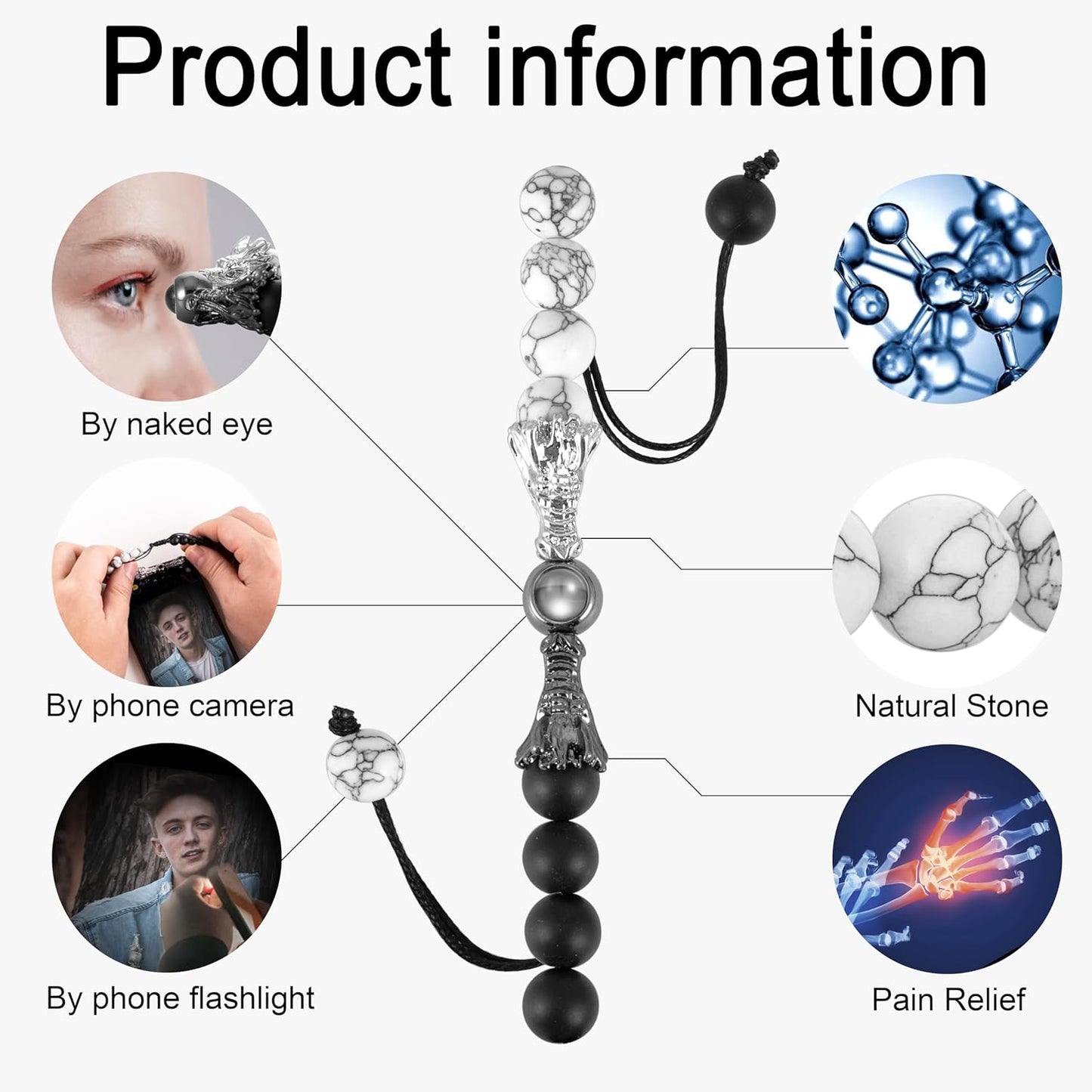 EMIRISTIC Custom Photo Bracelet - Personalized Picture Natural Stone Cuban Chain Bracelet - Any Special Day Gifts