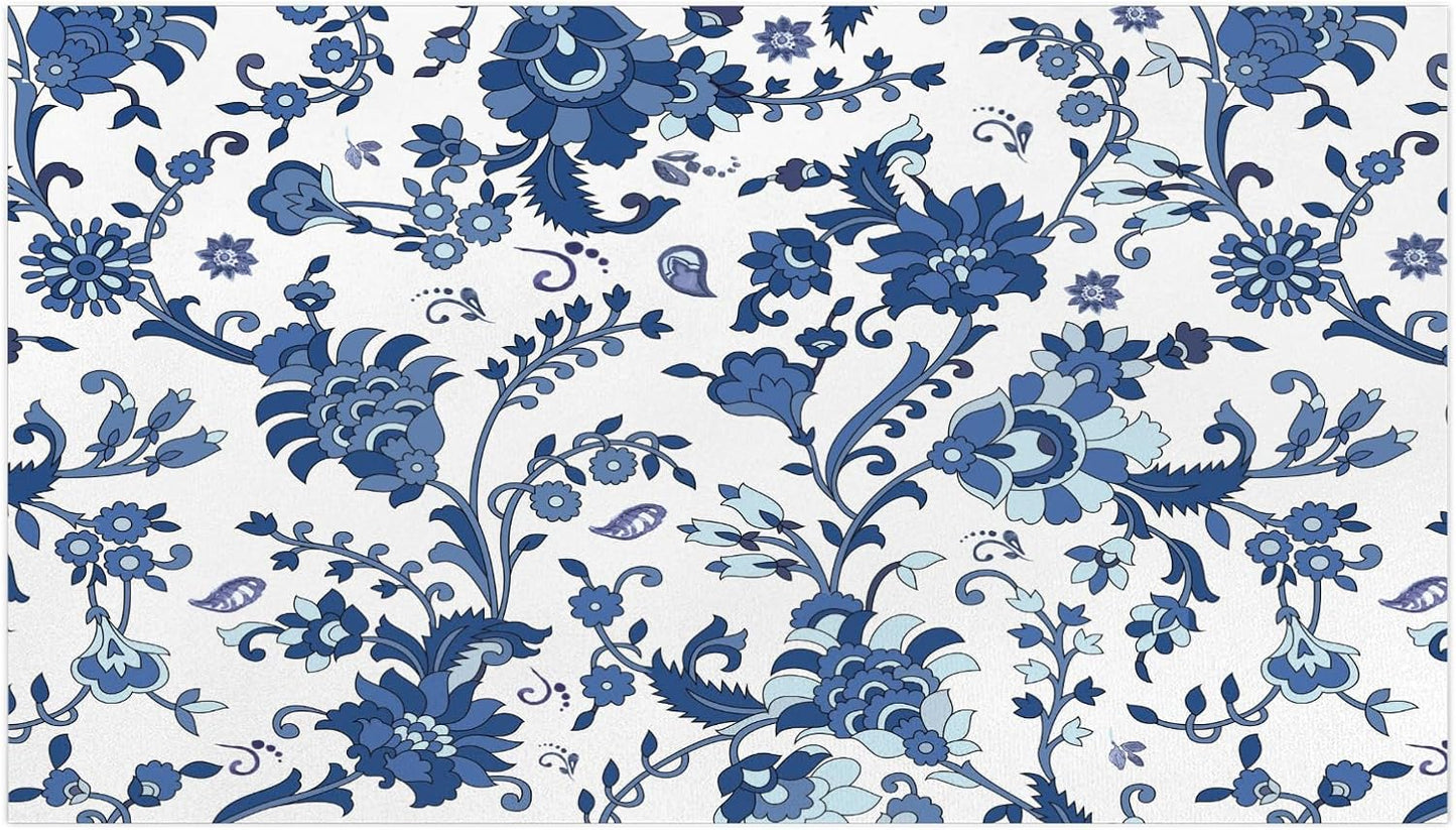 Pet Dog Food Mat Large - Absorbent Non-Slip Placemat for Dog Bowl,Cat Feding Mats for Floors,Dishmat for Food and Water,12"x20"(Vintage Flower)