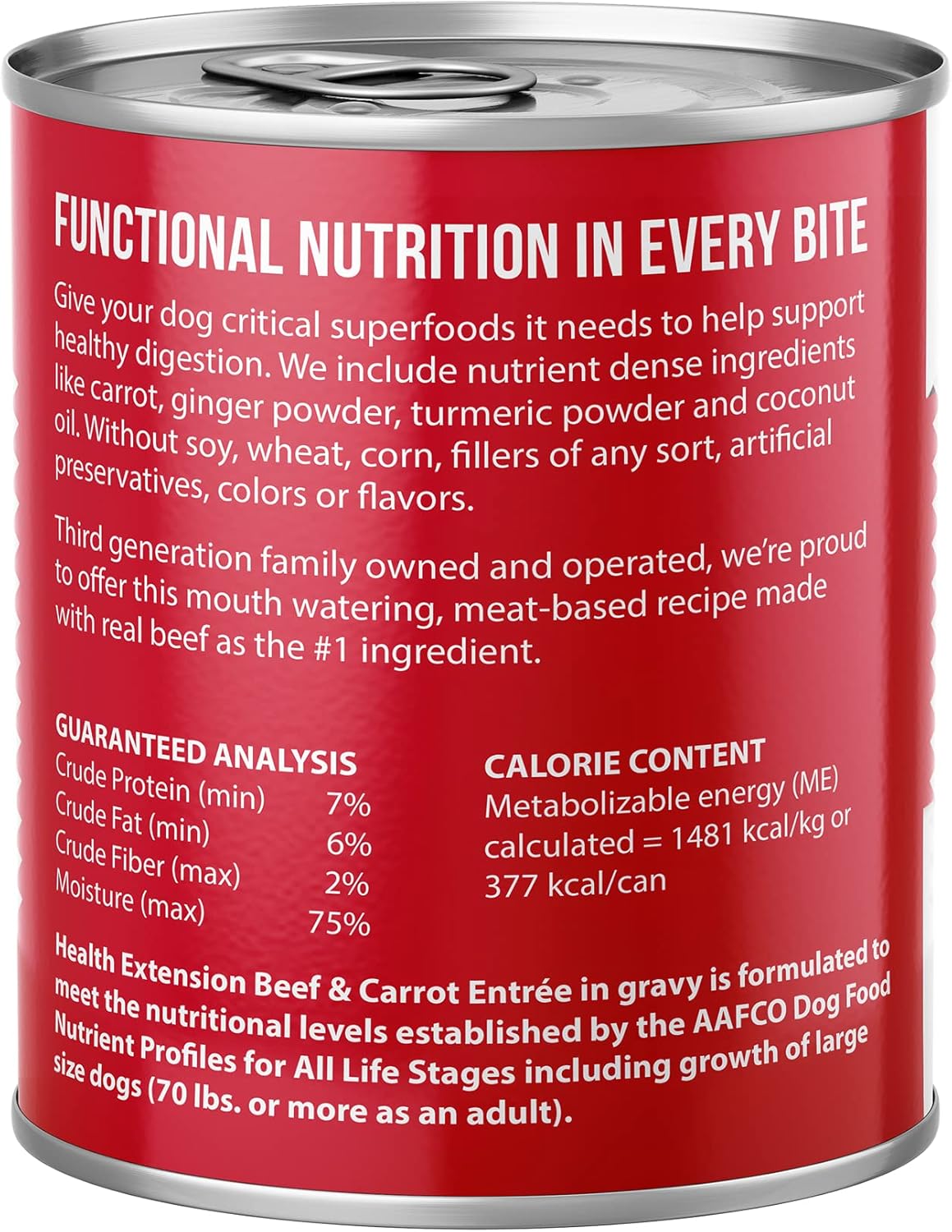 Health Extension Wet Dog Food Beef & Carrot Entrée in Gravy, 9 oz - Digestive Support with Superfoods & Antioxidants for Immune Support (Case of 12 Cans)