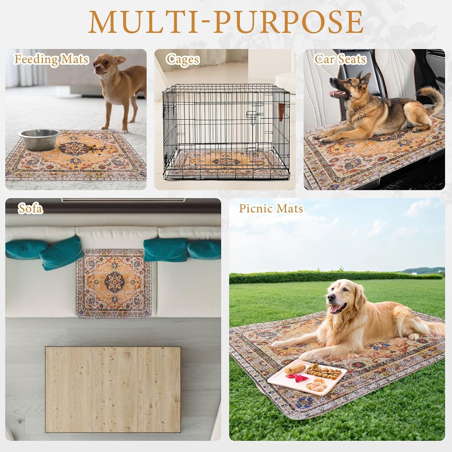 Homimp Washable Pee Pads for Dogs, 4 Pack Reusable Puppy Pads Waterproof, Absorbent and Leakproof Dog Pee Pads, Non Slip Puppy Training Pads, Pet Mat for Floor,Crate,Couch,Whelping,Khaki, 18"x24"