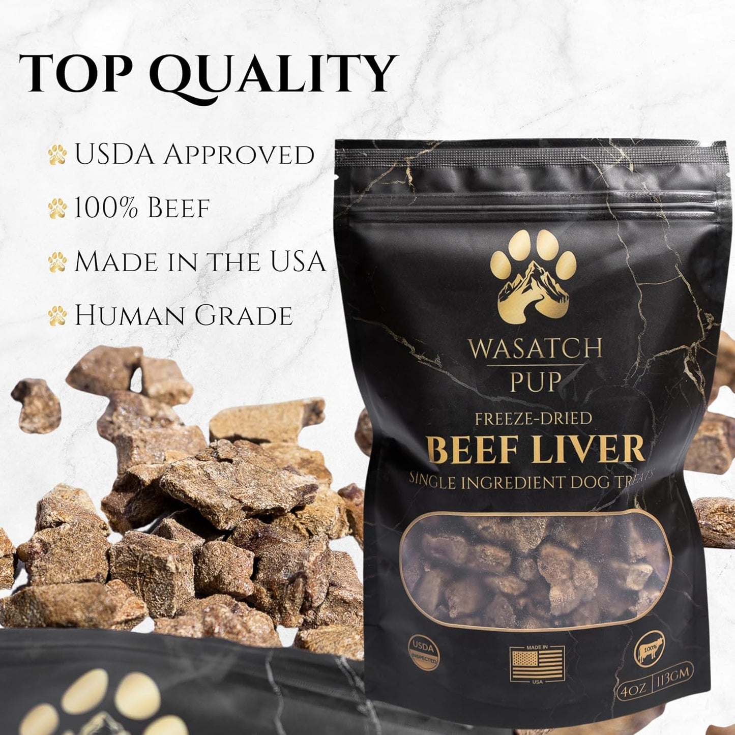 Beef Liver Dog Treats | All Natural Freeze Dried Dog Treat for Dogs & Puppies - Made from Raw Single Ingredient, High Protein Pet Training Treats | USDA Approved & Made in The USA - 4 Oz