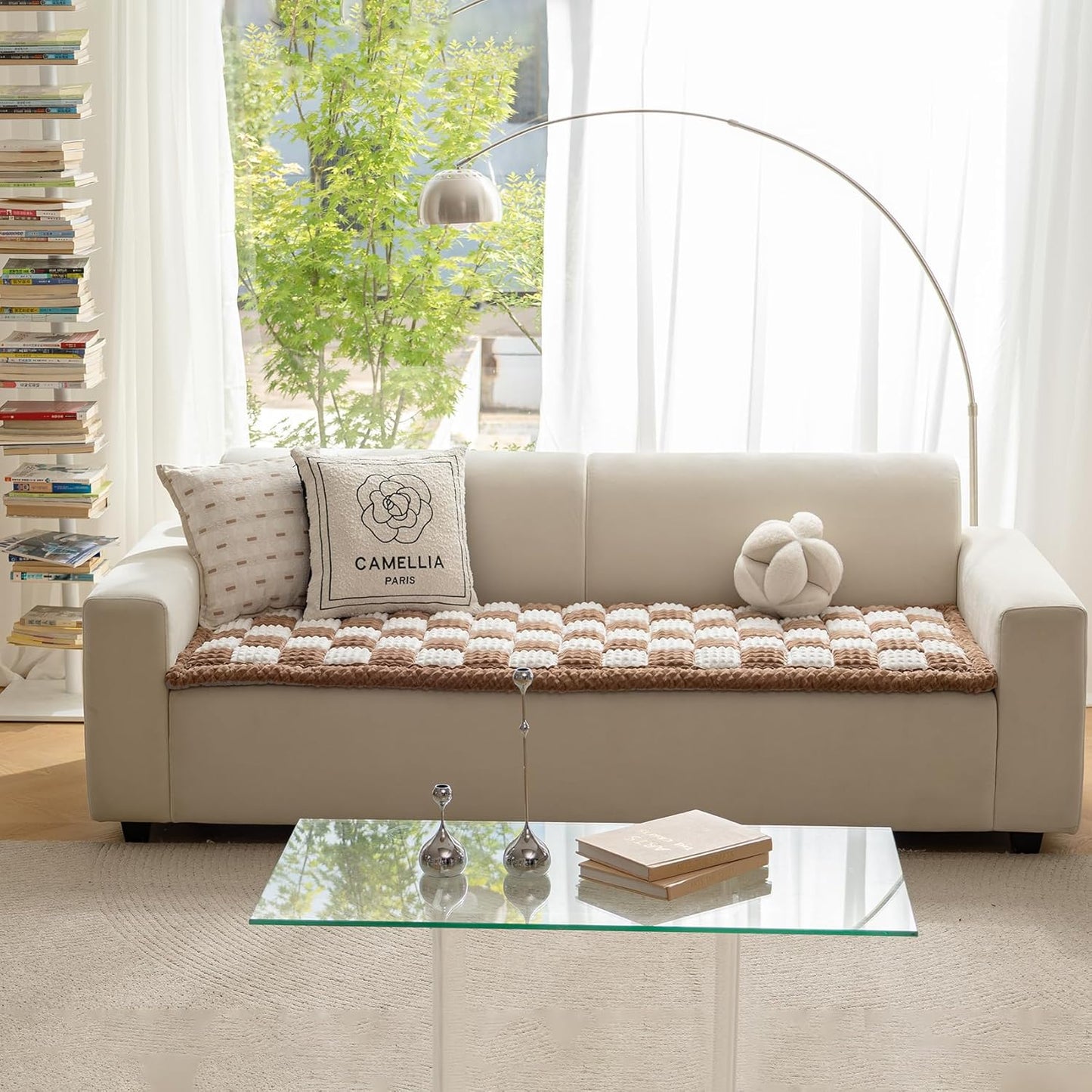 Couch Cover for Dogs Washable, Fuzzy Pet Cover for Sofa, Covers for 3 Cushion Couch Pet-Friendly, Non Slip Dog Bed Mat Dog Blanket (DarkCoffee, 27.6x82.7 inch)