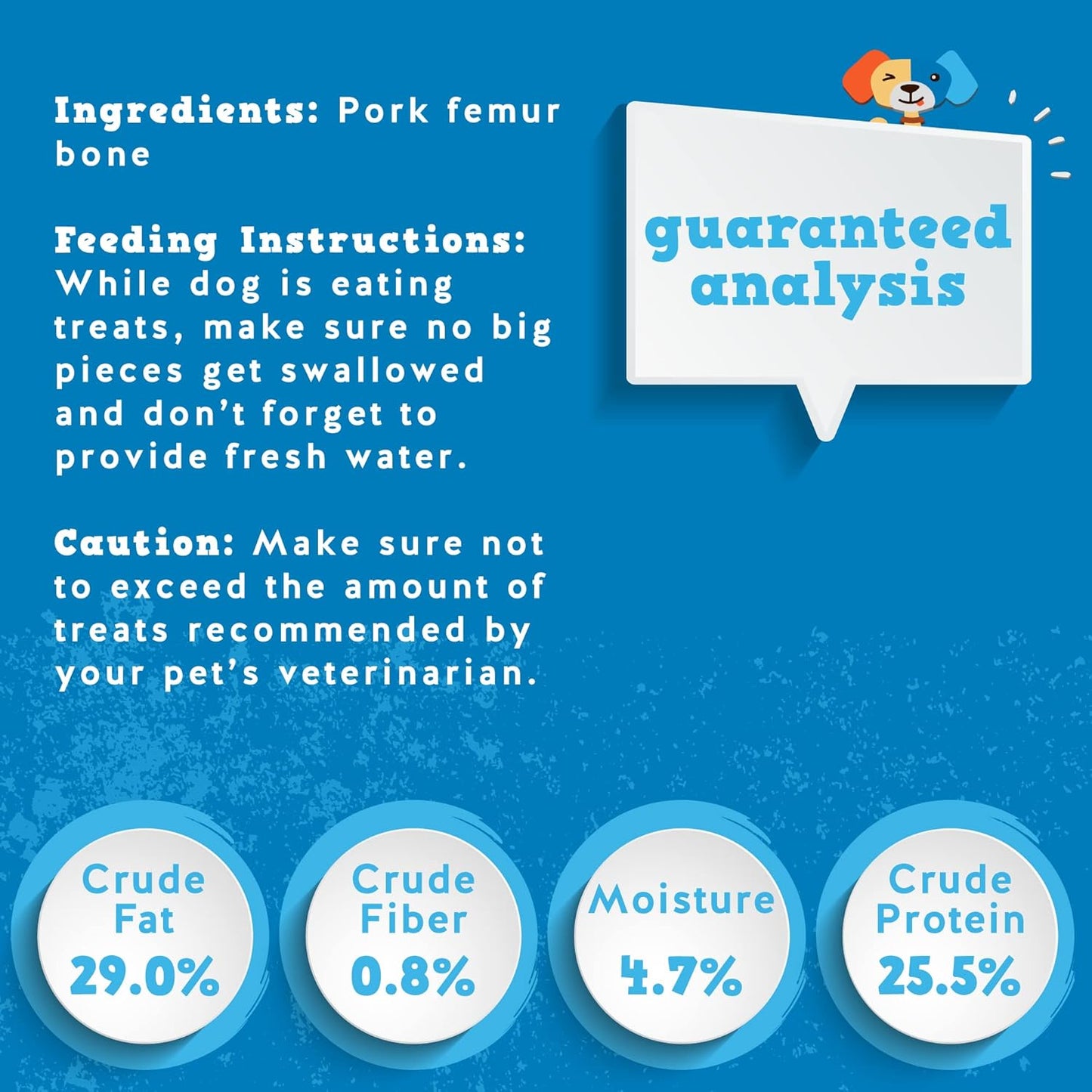 Jack&Pup 8" Pork Femur Bones for Dogs, Big Bones for Large Dogs, Gourmet Ham Beef Bones for Agressive Chewers, 4 Pack