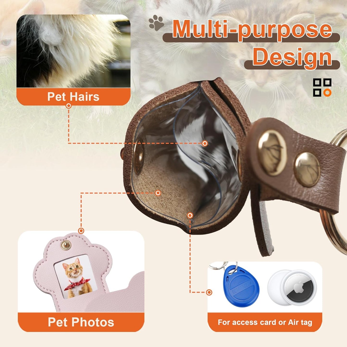 Pet Memorial Keychain Dog Paw Keepsake Photo Holder Heartfelt Memorial Gift for Loss of Dog and Cat Holds Fur and Pictures Keychain or Bag Charm for Bereaved Pet Owners (Blue+Pink)