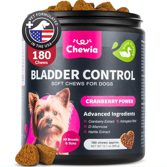 Dog UTI Treatment - Dog Cranberry Supplement for Bladder & Kidney Health, Urinary Tract, Incontinence Support - Cranberry Supplement for Dog Incontinence - Bladder Control Cranberry Chews