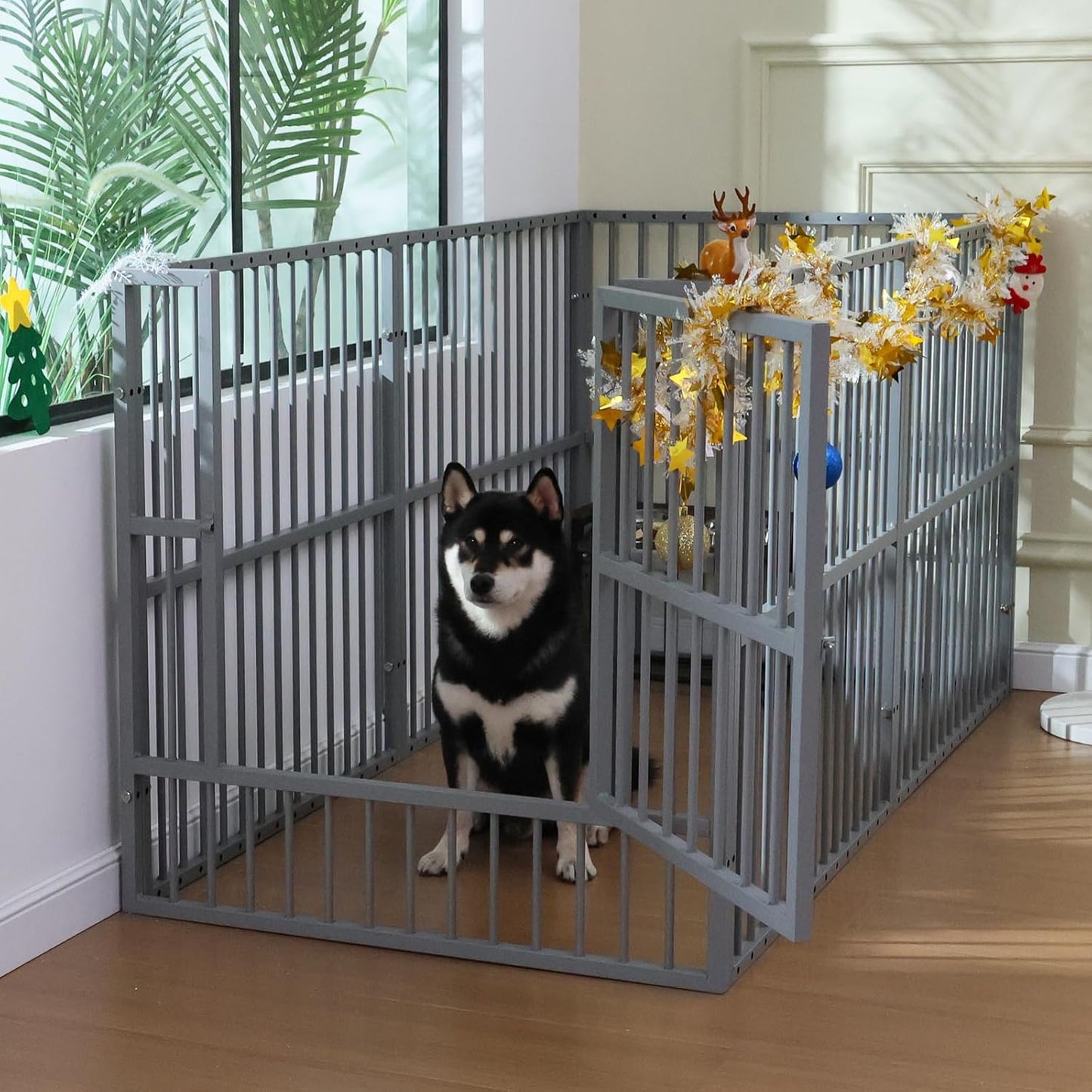 Dog Playpen - 32" Height Dog Pen, Heavy Duty Puppy Pen with Door, Safe & Sturdy, Easy Assemble for Indoor/Outdoor Pet Playpen