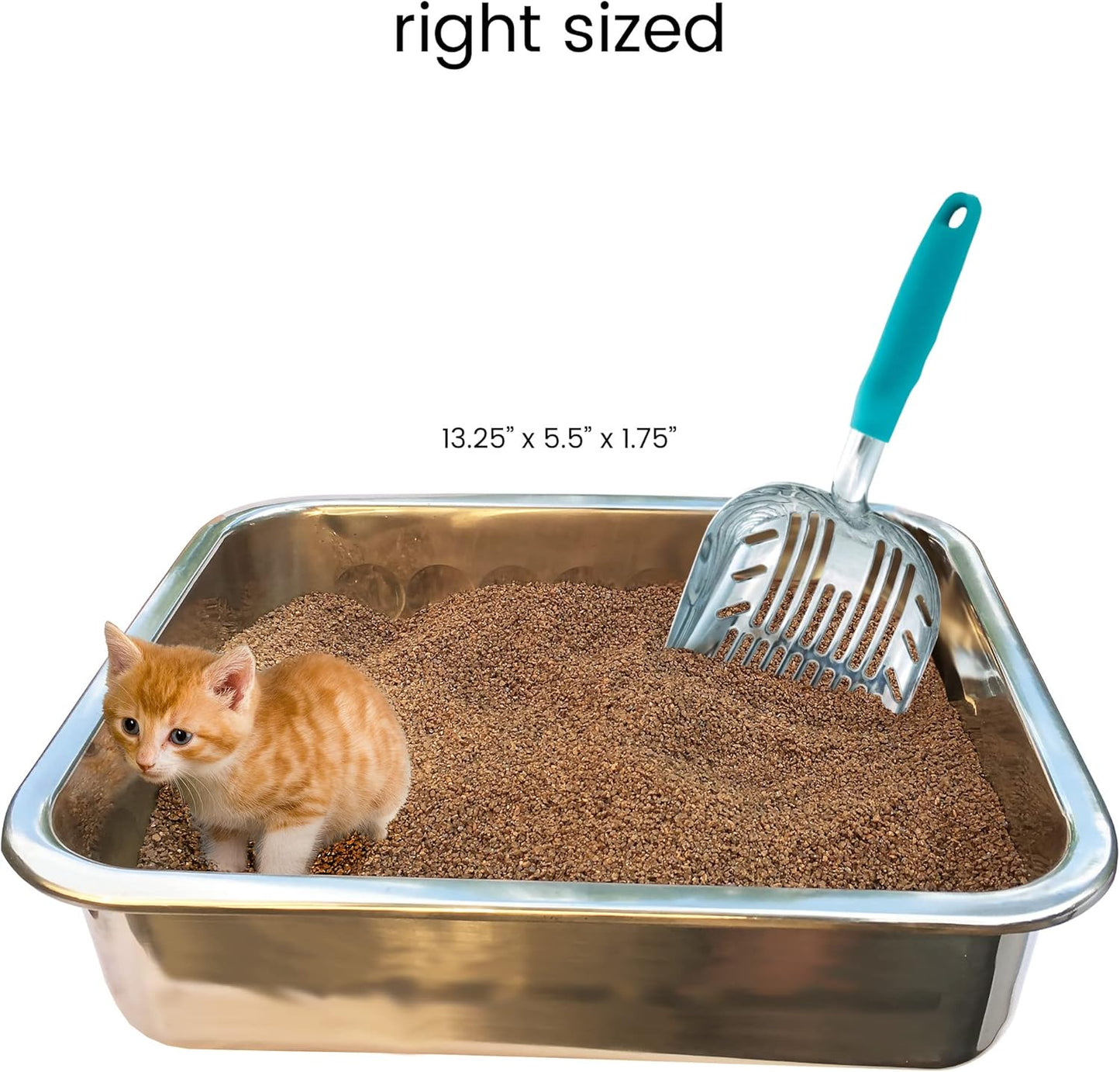 DuraScoop® Premium Multicat Cat Litter Scoop | Solid Metal | Litter Box Tray Pan Sifter