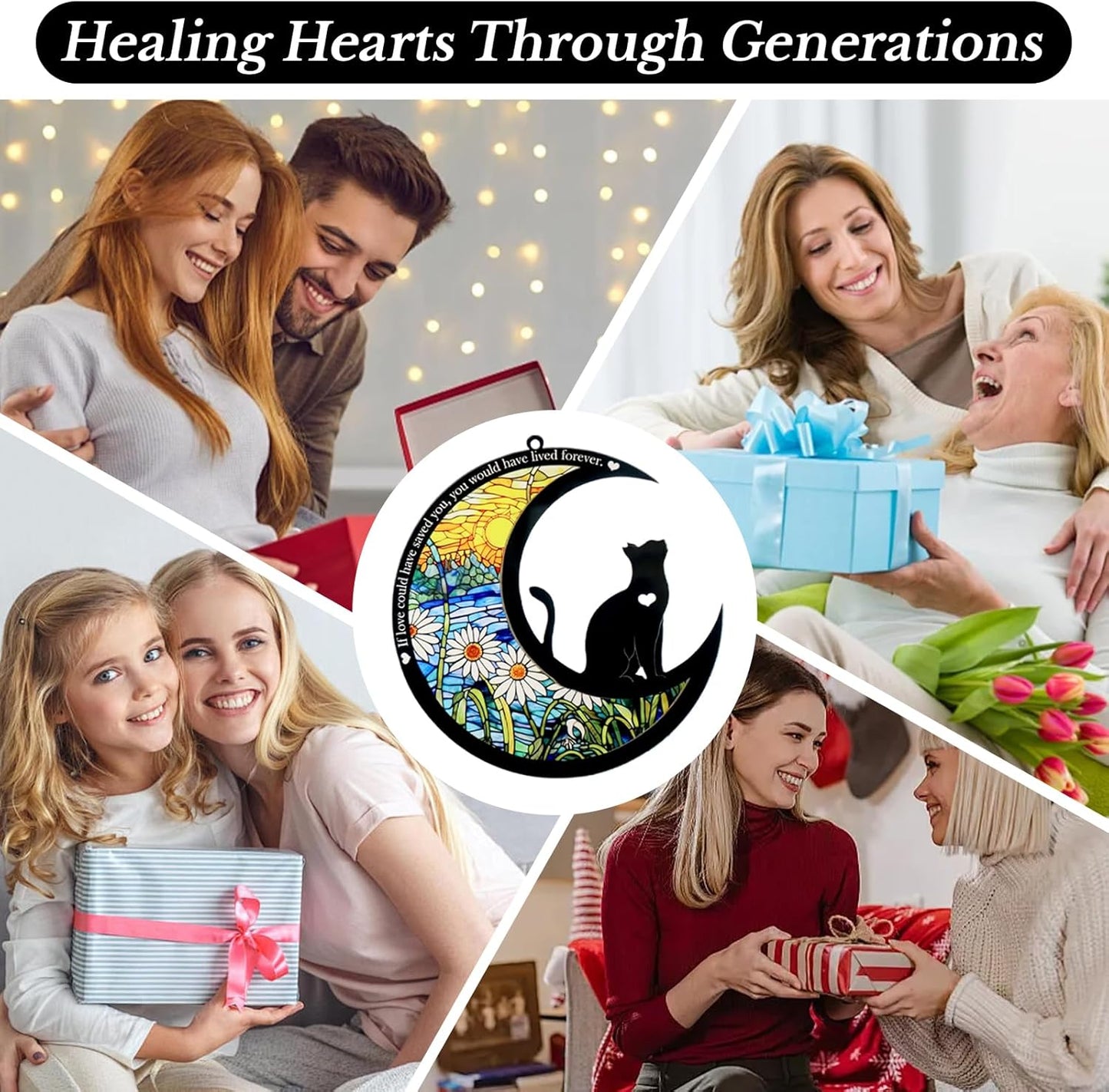 Pet Memorial Suncatcher, Loss of Cat & Dog Sympathy Gifts, Hanging Stained Acrylic Light Catcher, Cat & Dog Memorial Ornament for Pet Lovers, Daisy Pattern