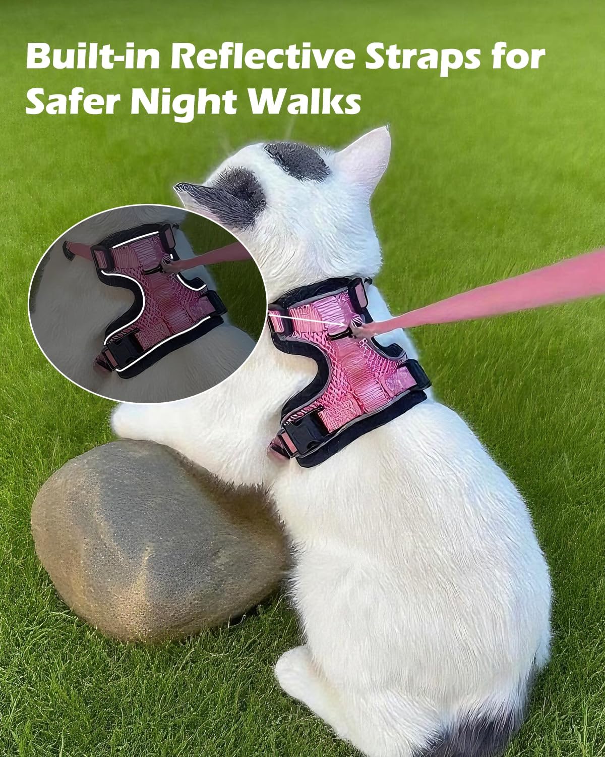 Luxelle 2 Pack Escape-Proof Cat Harness and Leash Set for Walking – Adjustable No Pull Soft Vest with Easy-Wear Buckle, Reflective Straps, Breathable Mesh – Outdoor Travel Harness for Cats & Kittens