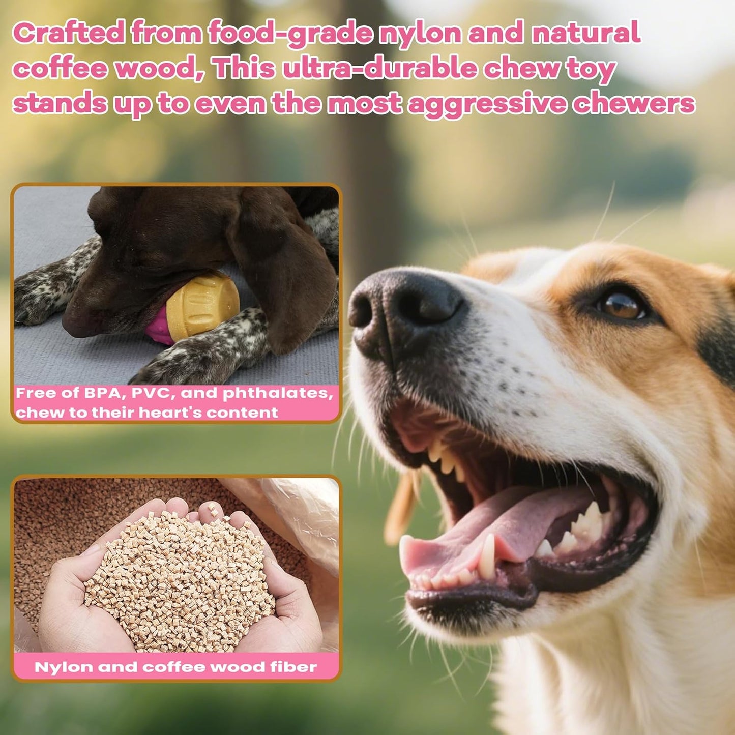 Frozen Treat Dispensing Dog Toy for Aggressive Chewers, Indestructible Chew Toys, Slow Puzzle Feeder for Small Medium Large Breed to Keep Them Busy, Reduces Anxiety, Easy to Clean, Pink