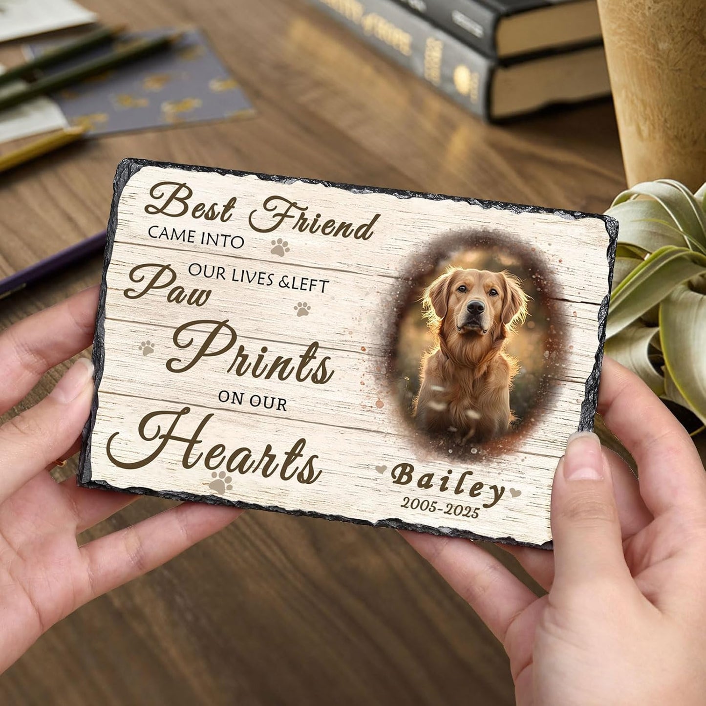Ships Next Day Personalized Dog Memorial Gifts for Loss of Dog, Custom Pet Memorial Stone with Photo Name Date Bereavement Sympathy Gift for Dog Cat Lover