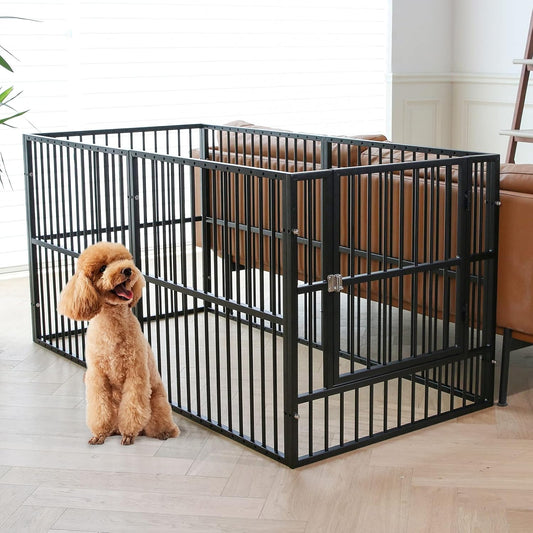 Dog Playpen - 32" Height Dog Pen, Heavy Duty Puppy Pen with Door, Safe & Sturdy, Easy Assemble for Indoor/Outdoor Pet Playpen