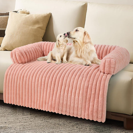 Luxurious Dog Couch Bed, Washable Calming Dog Couch Cover, Removable Couch Protector for Dogs, Waterproof Sofa Bed, Pet Bed Mats for Couch, Pet Couch Covers for Sofa(Pink, XL)