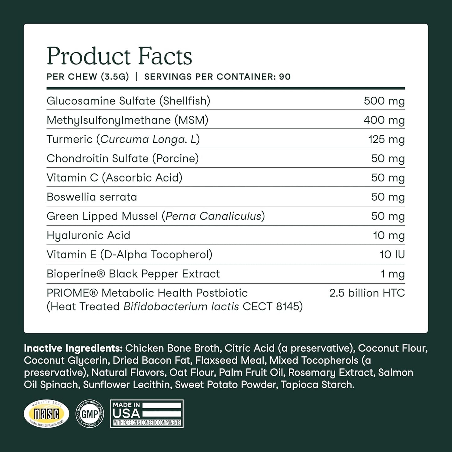 Fera Pets Hip & Joint Supplement for Dogs with Glucosamine, MSM, Chondroitin, & Green Lipped Mussel - Supports Healthy Joints and Weight Management - 30 Soft Chews