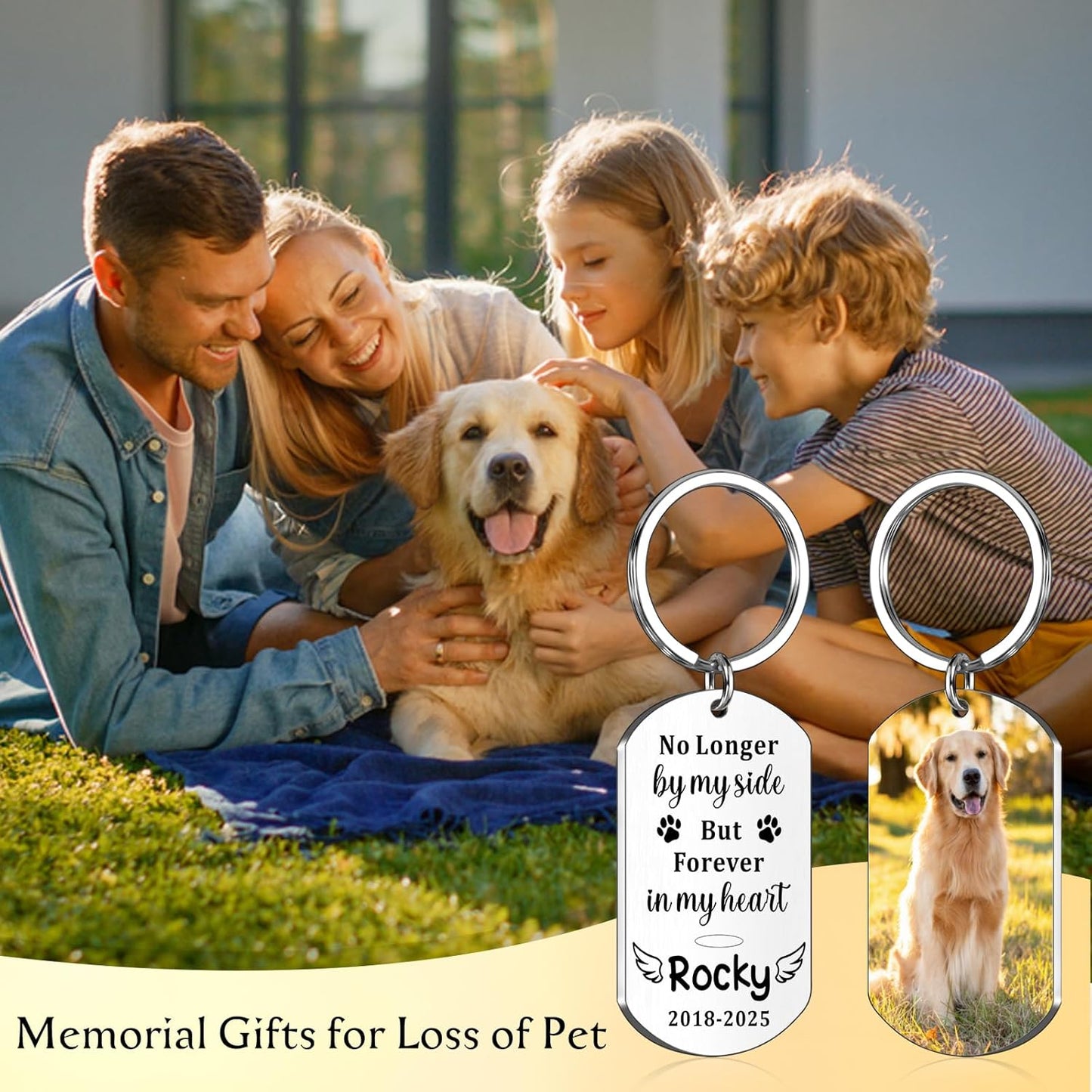 Pet Memorial Gifts for Dogs Cats Custom Keychain with Picture Name Personalized Bereavement Gift for Loss of Pet Sympathy Gifts Dog Passed Away Gift Grieving Remembrance Memorial Keychain Keepsake