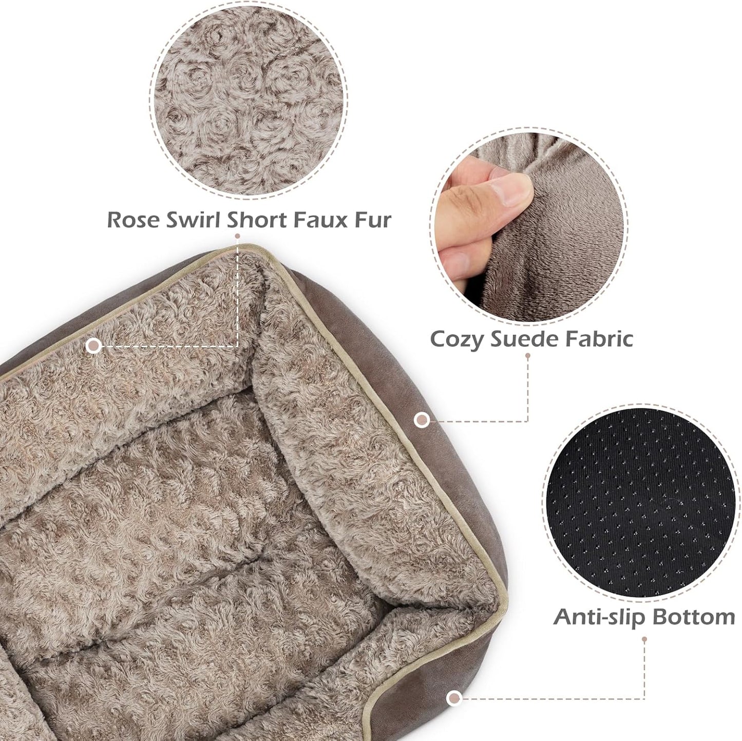 INVENHO X-Large Dog Bed Rectangle Washable Orthopedic Soft Calming Sleeping Durable Pet Cuddler with Anti-Slip Bottom