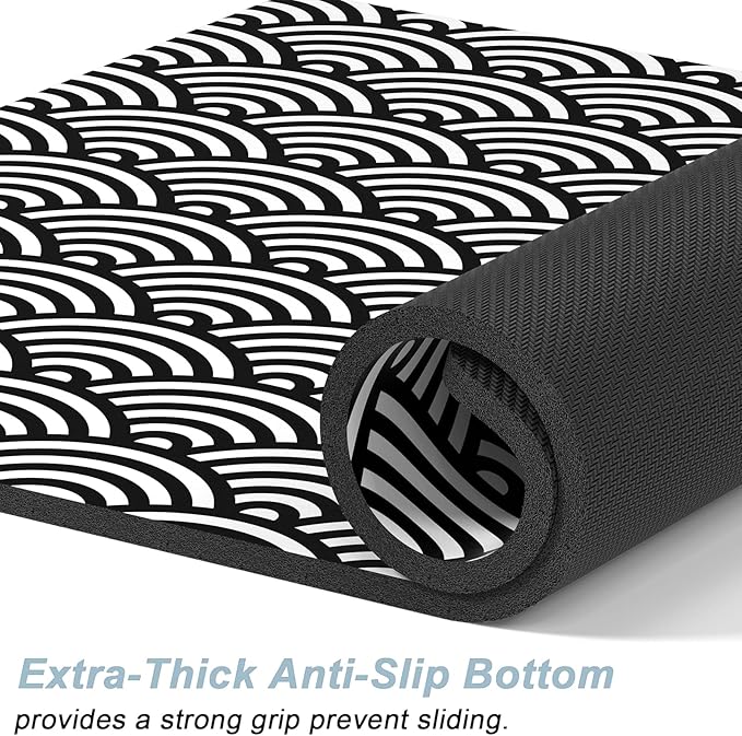 Rnivvi Dog Food Mat, 12" x 19" Absorbent Dog Cat Bowl Mat for Food and Water, Cute Anti-Slip Rubber Pet Feeding Rug Protect Floors, Puppy Placemat for Feeding & Watering Supplies,Gray Rounded Wave