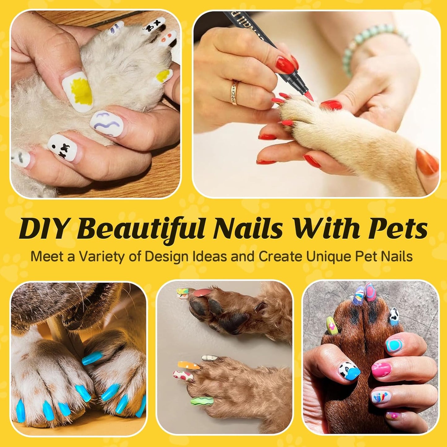 Dog Nail Polish Pens Quick Dry,7 Colors Safe Dog Nail Polish Set to DIY Pretty Nails, Ideal Gifts for Dogs Cats Light Dark Nails, Odorless, Non-Toxic, Water-Based Pet Nail Accessories Set