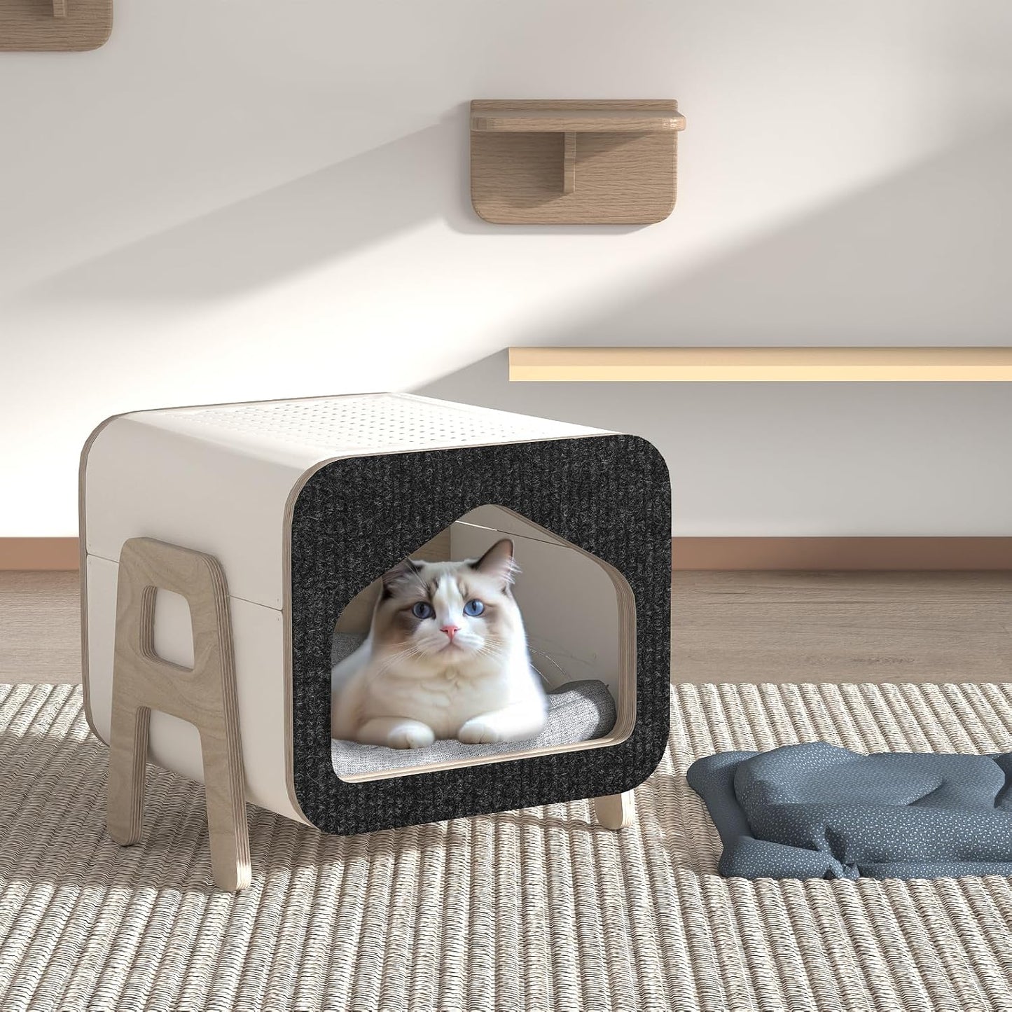 ICOOP Cat Scratch Furniture Protector Black Cat Scratching Carpet 15.8"×80" Self-Adhesive Sofa Protector for Cats DIY Couch Corner Protectors for Cats Trimmable Scratching Pad for Wall Steps Chair