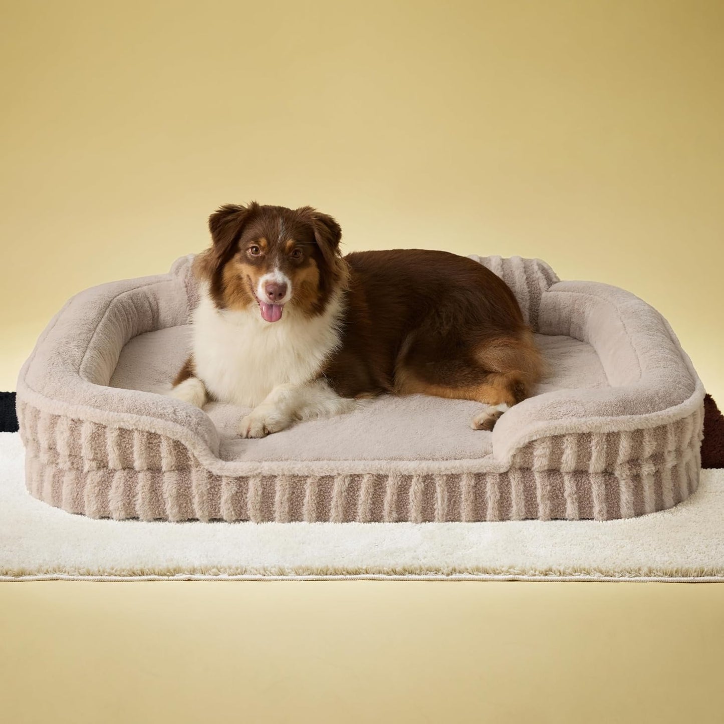 LE SURE Cute Dog Beds Large Sized Dog, Orthopedic Waterproof Large Pet Bed with Sides, High Back Non-Slip Bottom and Egg-Crate Foam Pet Couch Sofa with Washable Removable Cover, Hazel