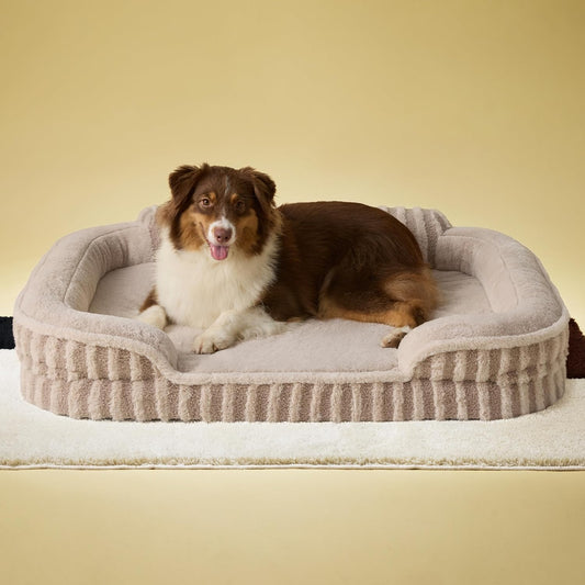 LE SURE Cute Dog Beds Large Sized Dog, Orthopedic Waterproof Large Pet Bed with Sides, High Back Non-Slip Bottom and Egg-Crate Foam Pet Couch Sofa with Washable Removable Cover, Hazel